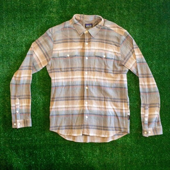 Patagonia Other - PATAGONIA ORGANIC COTTON WORN WEAR MENS CASUAL SHIRT LONG SLEEVE BLUE BROWN SZ S
